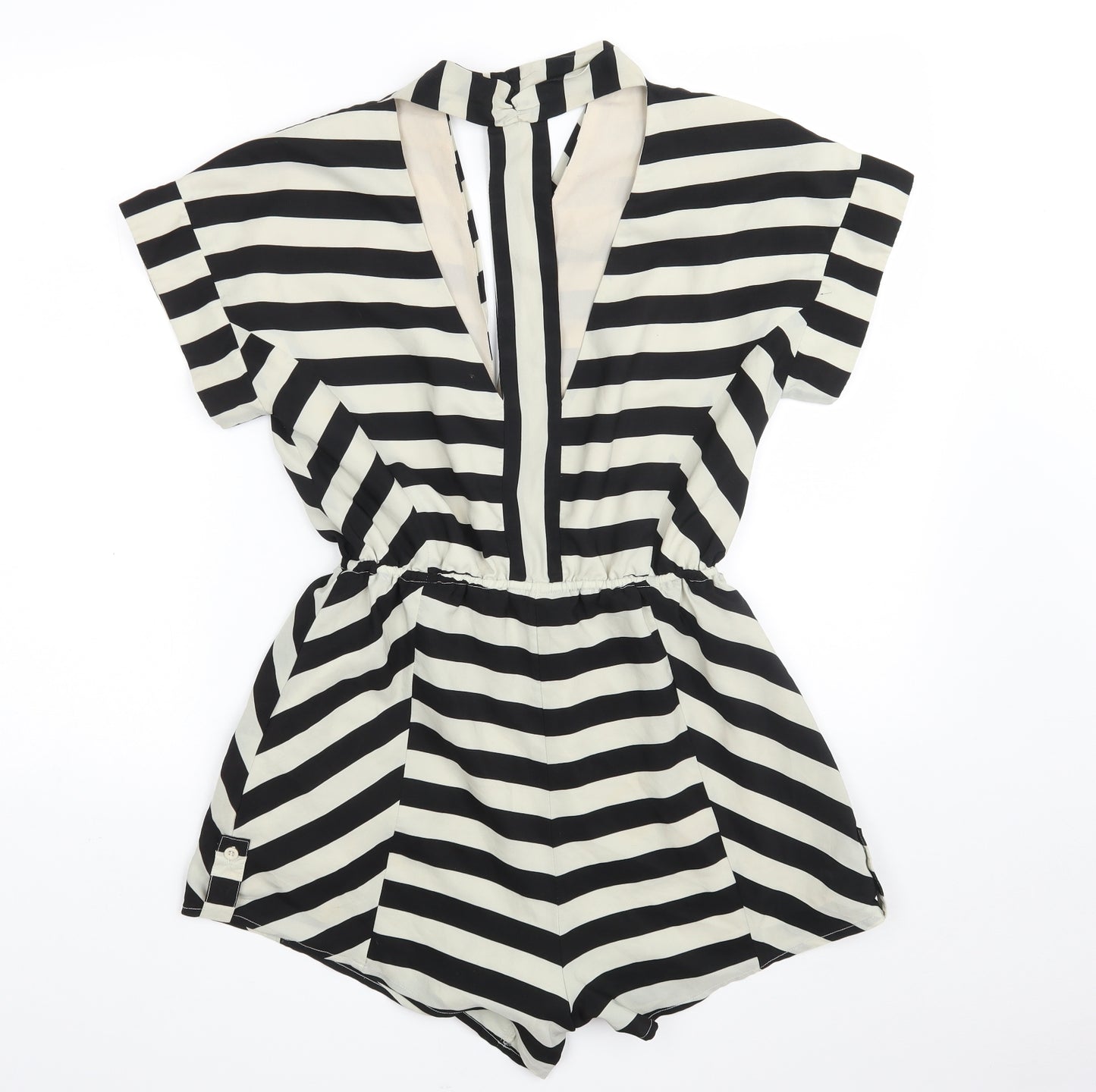 Finders Keepers Womens Black Striped 100% Polyester Playsuit One-Piece Size M