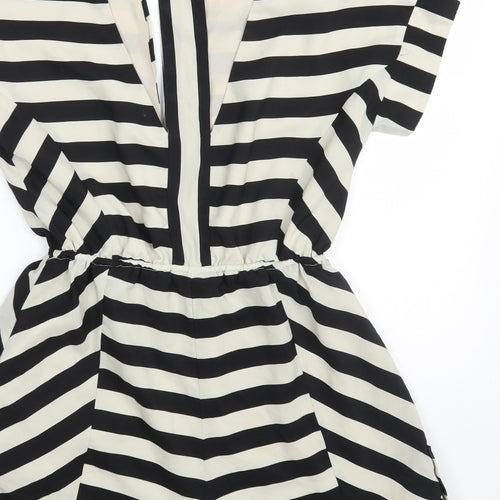 Finders Keepers Womens Black Striped 100% Polyester Playsuit One-Piece Size M