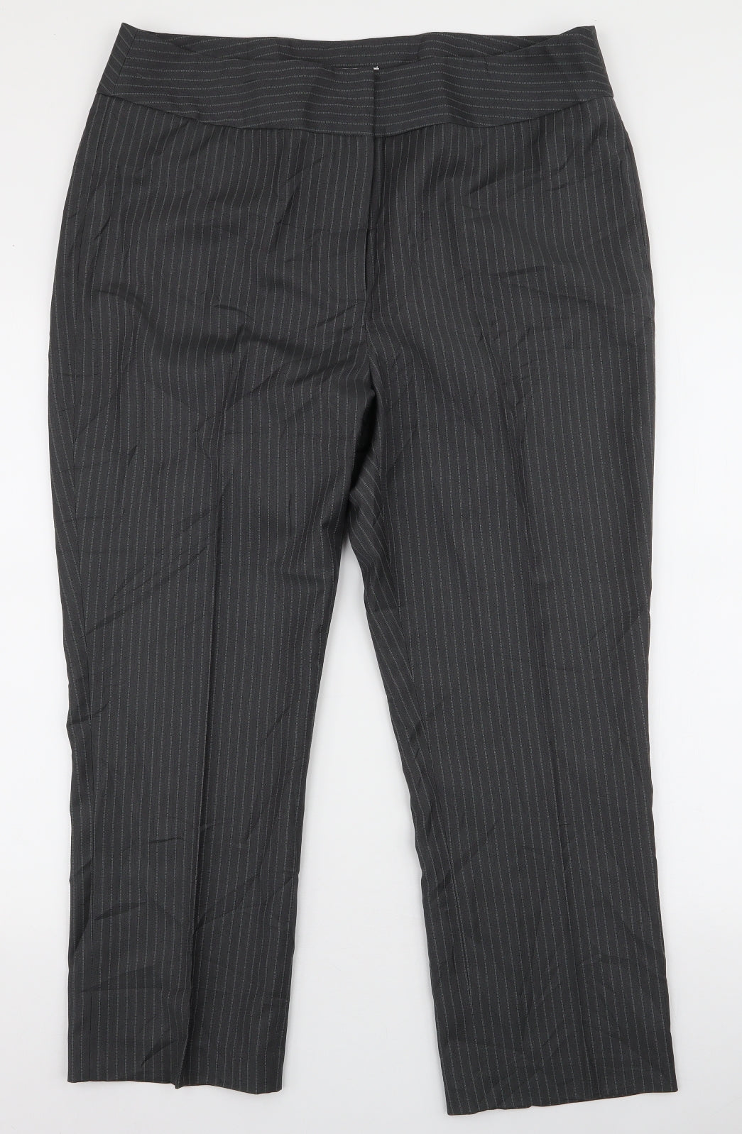 Damart Womens Grey Striped Polyester Trousers  Size 20 L25 in Regular Zip