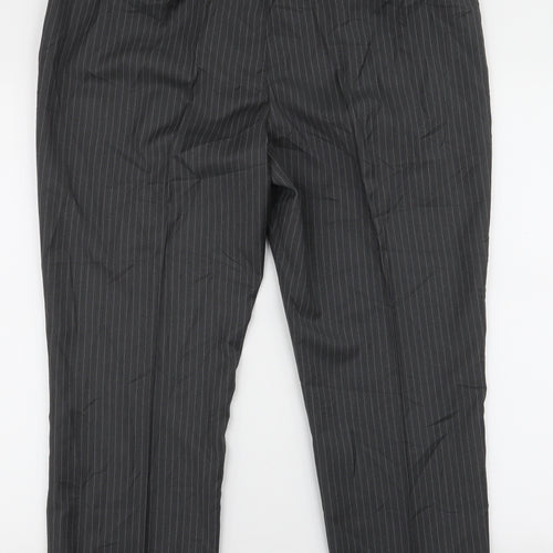 Damart Womens Grey Striped Polyester Trousers  Size 20 L25 in Regular Zip