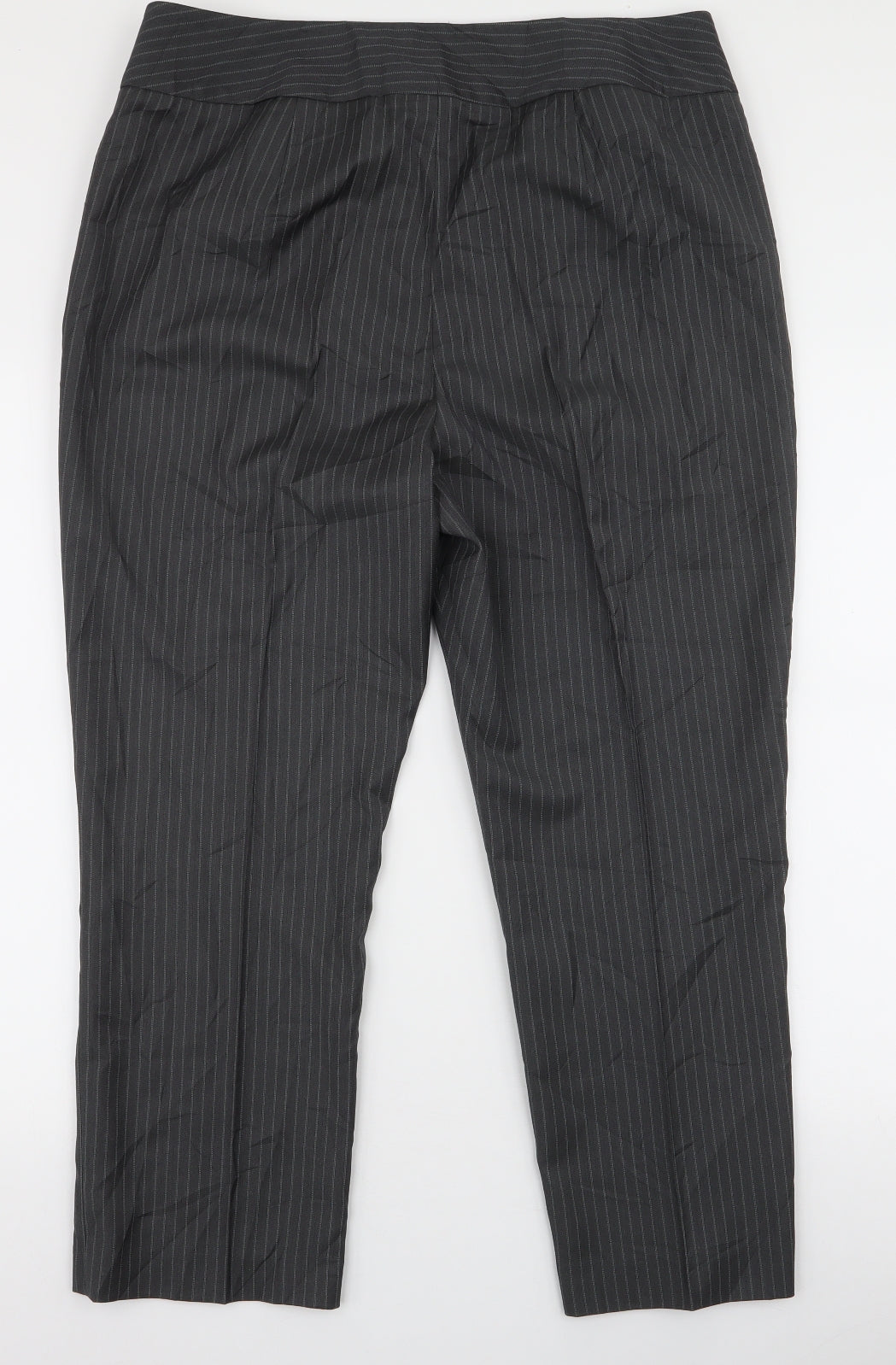 Damart Womens Grey Striped Polyester Trousers  Size 20 L25 in Regular Zip
