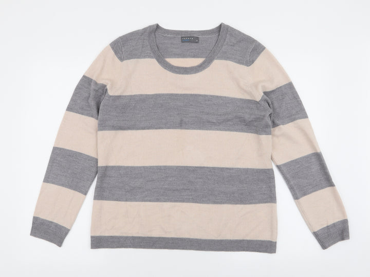 Papaya Womens Multicoloured Round Neck Striped Acrylic Pullover Jumper Size 16