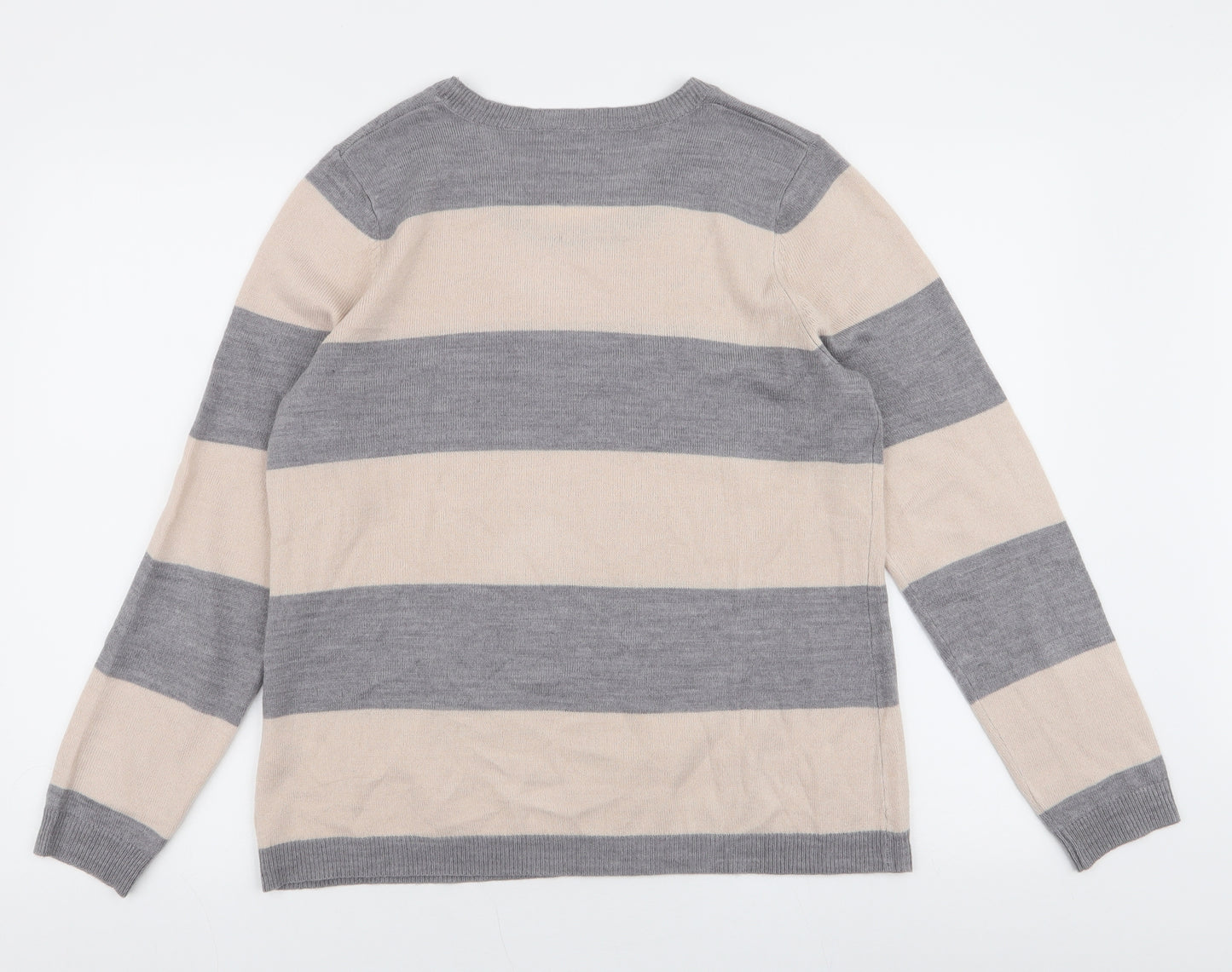 Papaya Womens Multicoloured Round Neck Striped Acrylic Pullover Jumper Size 16