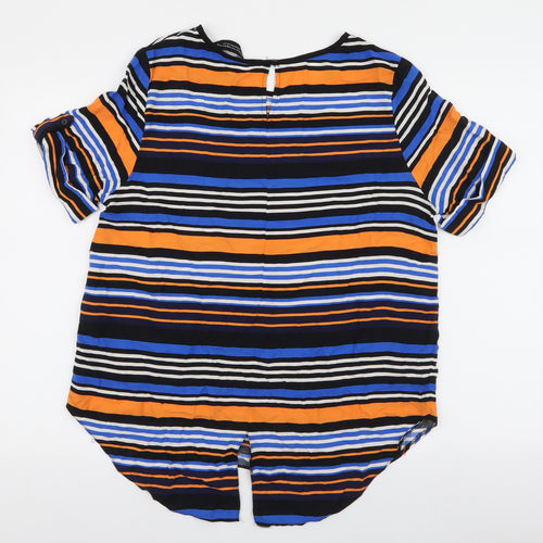 Dorothy Perkins Womens Multicoloured Striped Polyester Basic Blouse Size 14 Round Neck