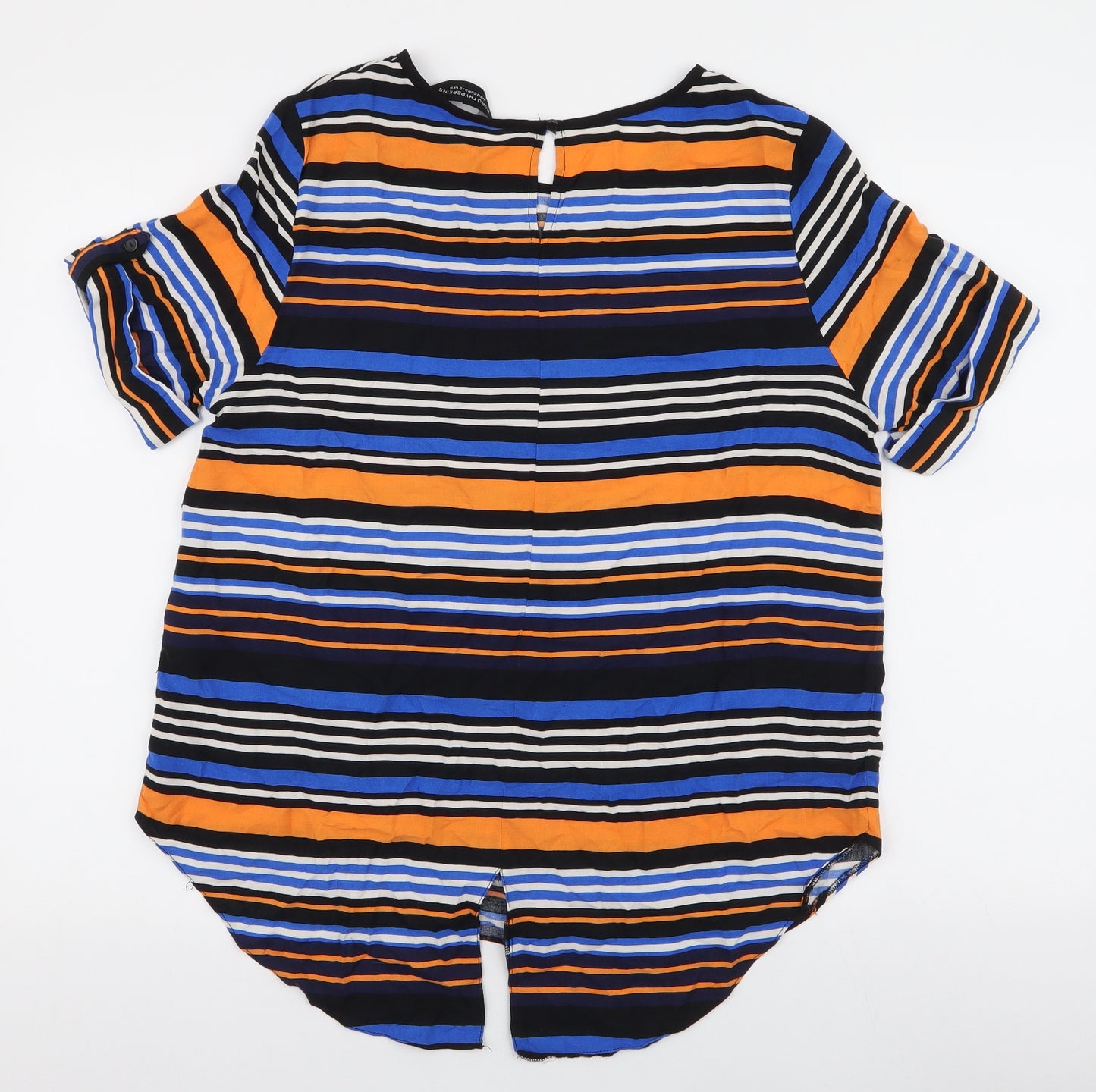 Dorothy Perkins Womens Multicoloured Striped Polyester Basic Blouse Size 14 Round Neck