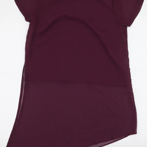 A&G Womens Purple  Polyester Basic Blouse Size M Round Neck