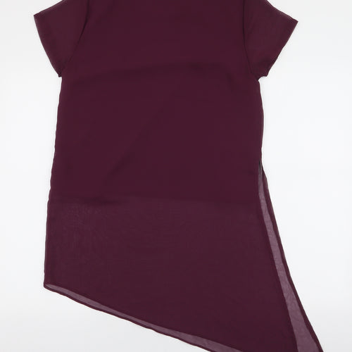 A&G Womens Purple  Polyester Basic Blouse Size M Round Neck