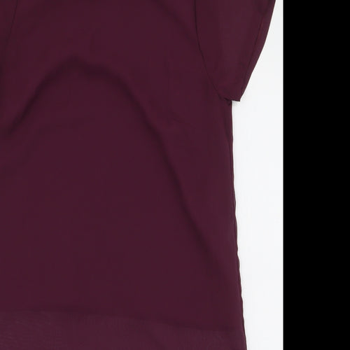 A&G Womens Purple  Polyester Basic Blouse Size M Round Neck