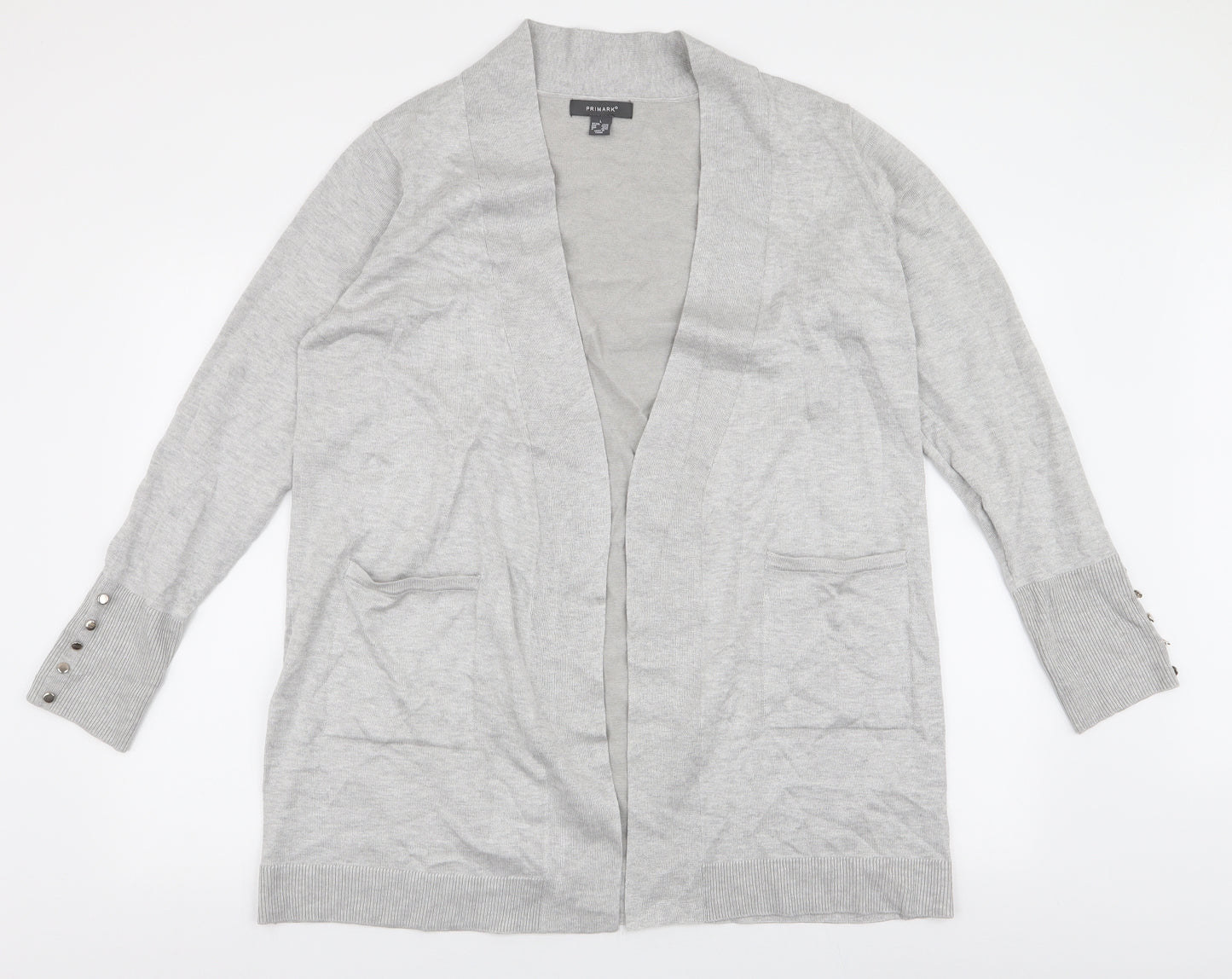 Primark Womens Grey V-Neck  Viscose Cardigan Jumper Size L