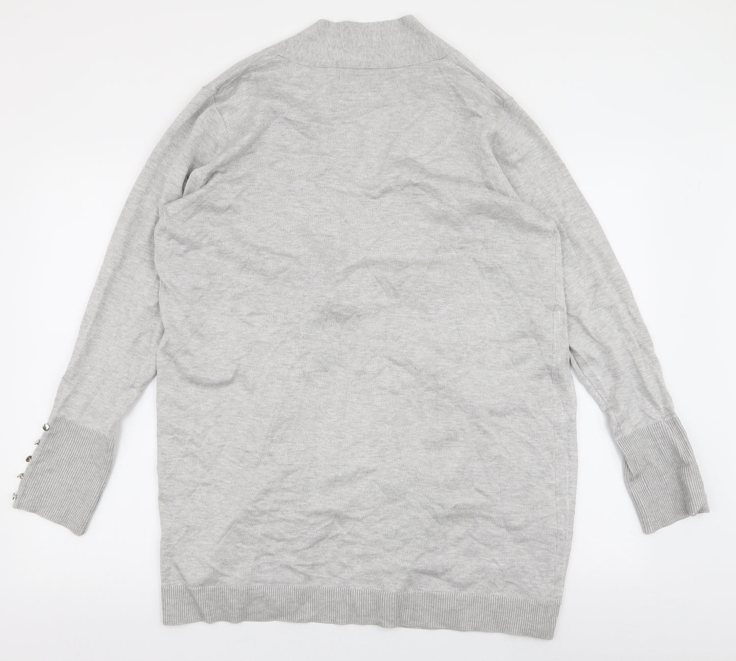 Primark Womens Grey V-Neck  Viscose Cardigan Jumper Size L