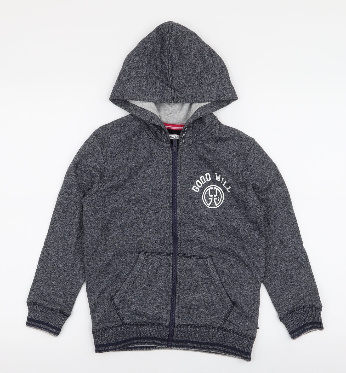 Okaidi Boys Blue  Cotton Full Zip Hoodie Size 10 Years  Zip