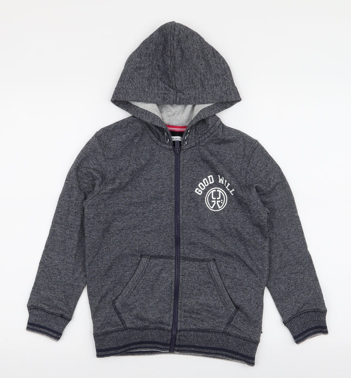 Okaidi Boys Blue  Cotton Full Zip Hoodie Size 10 Years  Zip