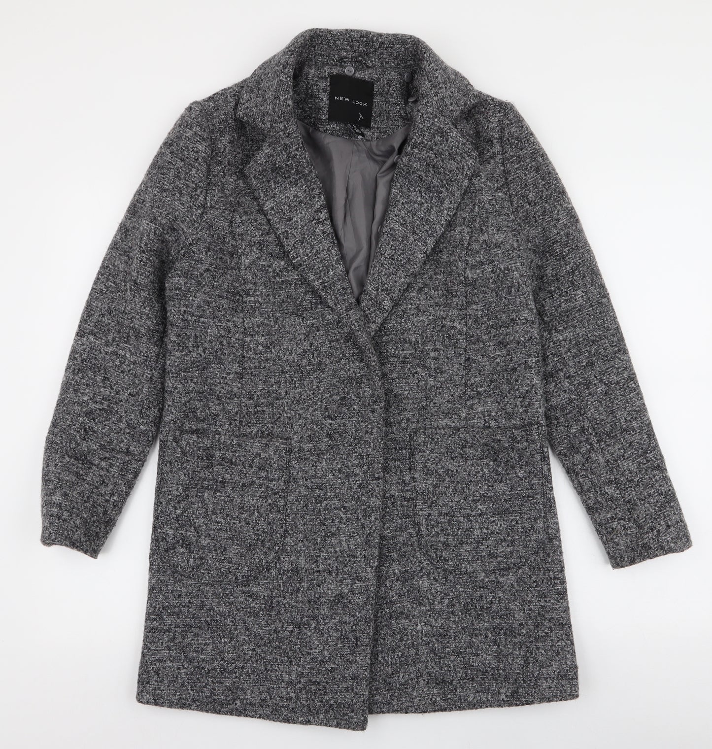New Look Womens Grey   Overcoat Coat Size 6  Button