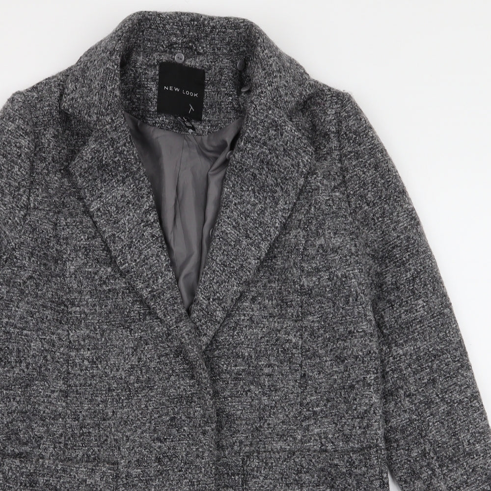 New Look Womens Grey   Overcoat Coat Size 6  Button