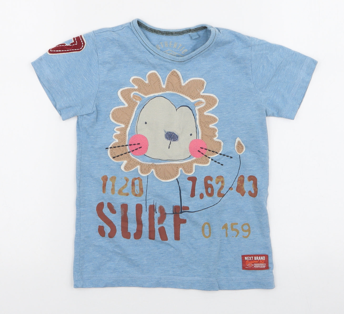 NEXT Boys Blue  Cotton Jersey T-Shirt Size 3-4 Years Round Neck Pullover - Lion