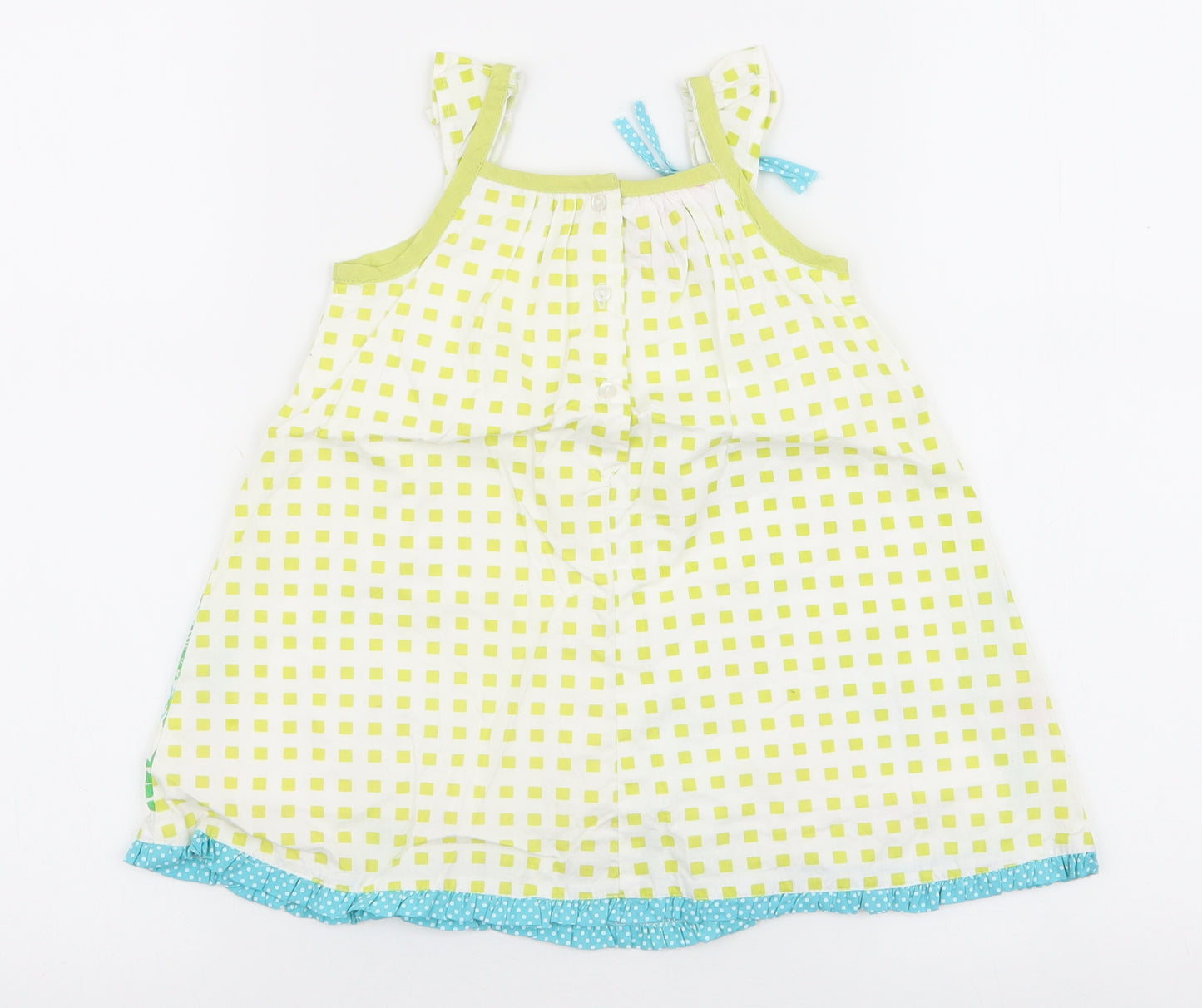 Cutey Couture Girls Green Floral 100% Cotton A-Line  Size 12-18 Months  Round Neck Button