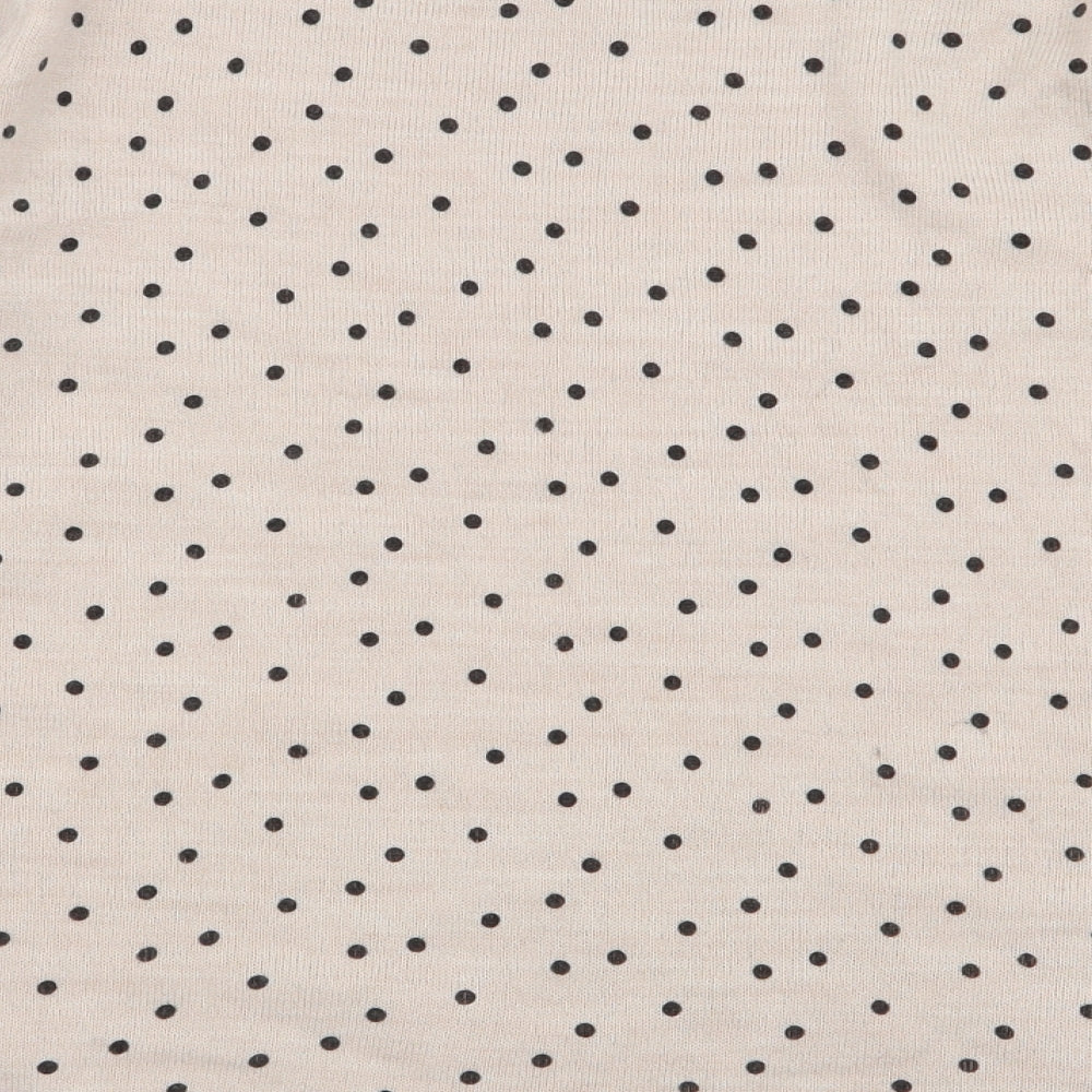 Papaya Womens Beige Round Neck Polka Dot Acrylic Pullover Jumper Size 14