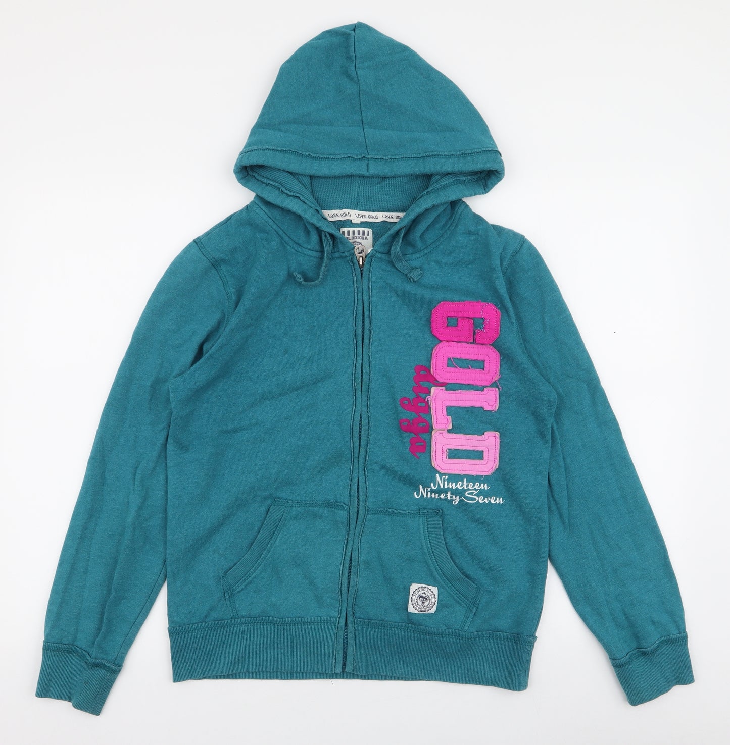 Golddigga Womens Blue  Cotton Full Zip Hoodie Size 12  Zip