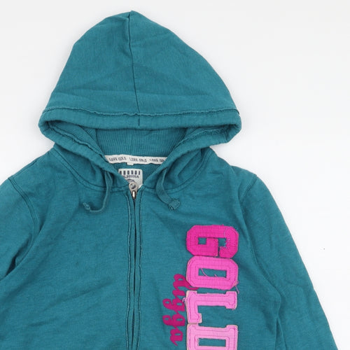 Golddigga Womens Blue  Cotton Full Zip Hoodie Size 12  Zip