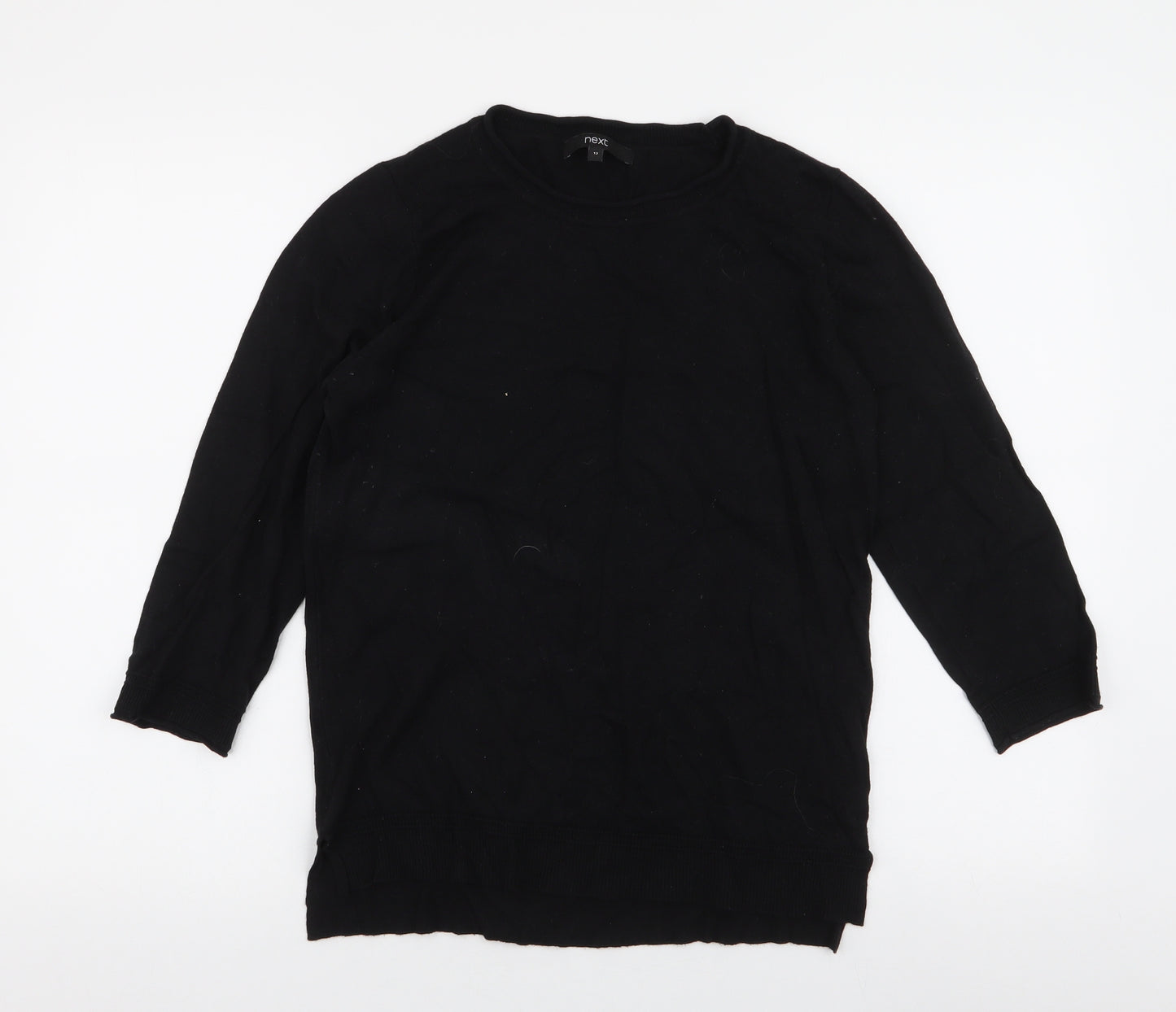NEXT Womens Black Round Neck  Cotton Pullover Jumper Size 12