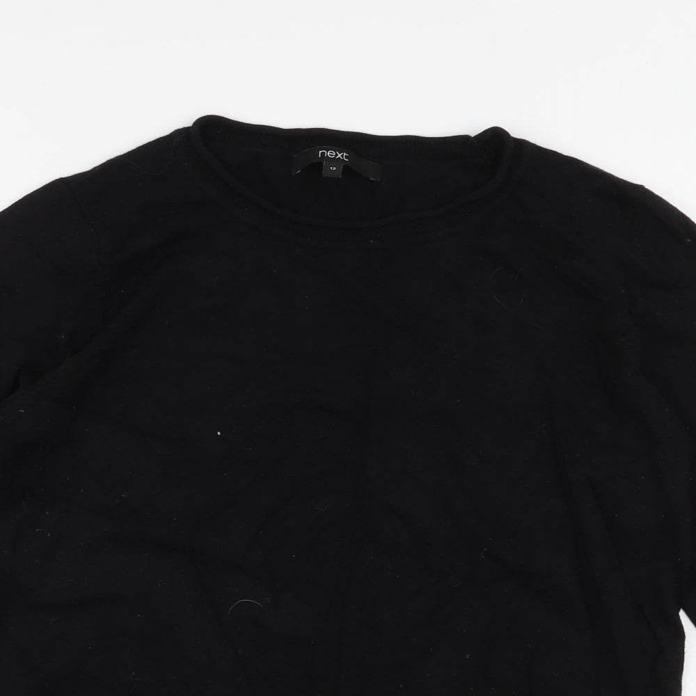 NEXT Womens Black Round Neck  Cotton Pullover Jumper Size 12