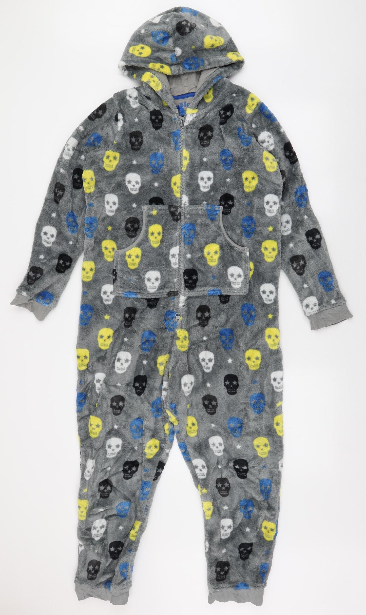 Marks and Spencer Boys Grey  Polyester  One Piece Size 11-12 Years  Zip - Skulls
