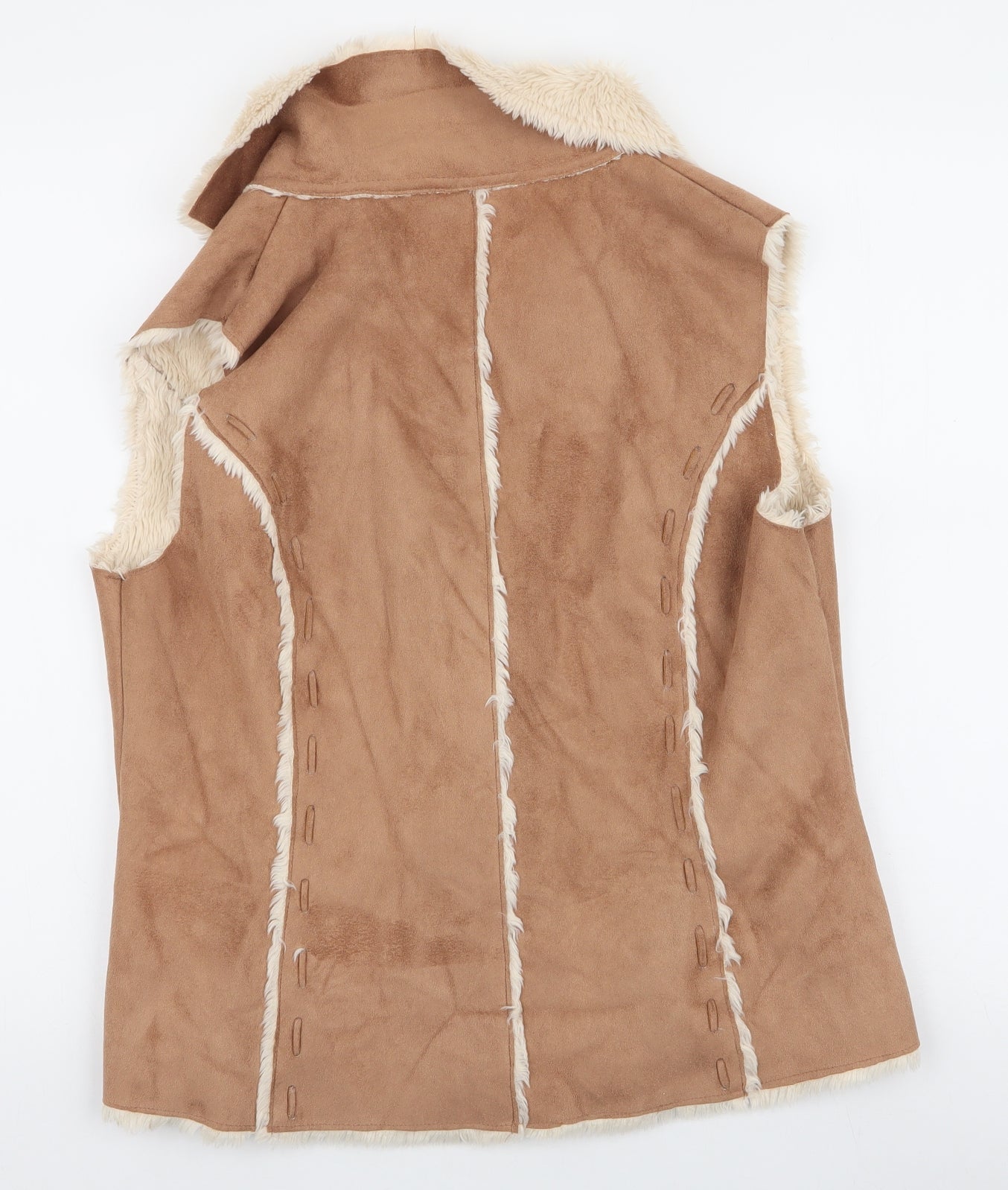 M&Co Womens Brown   Gilet Jacket Size 14  Button
