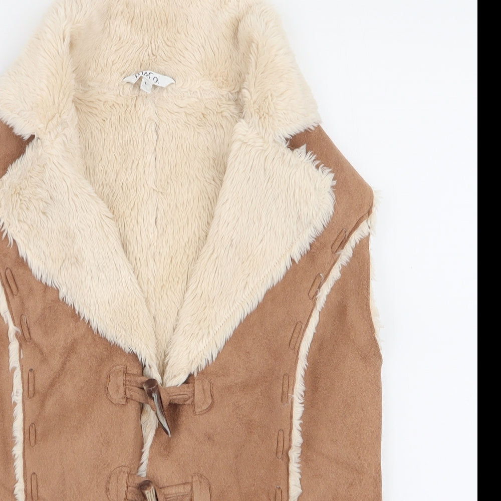 M&Co Womens Brown   Gilet Jacket Size 14  Button