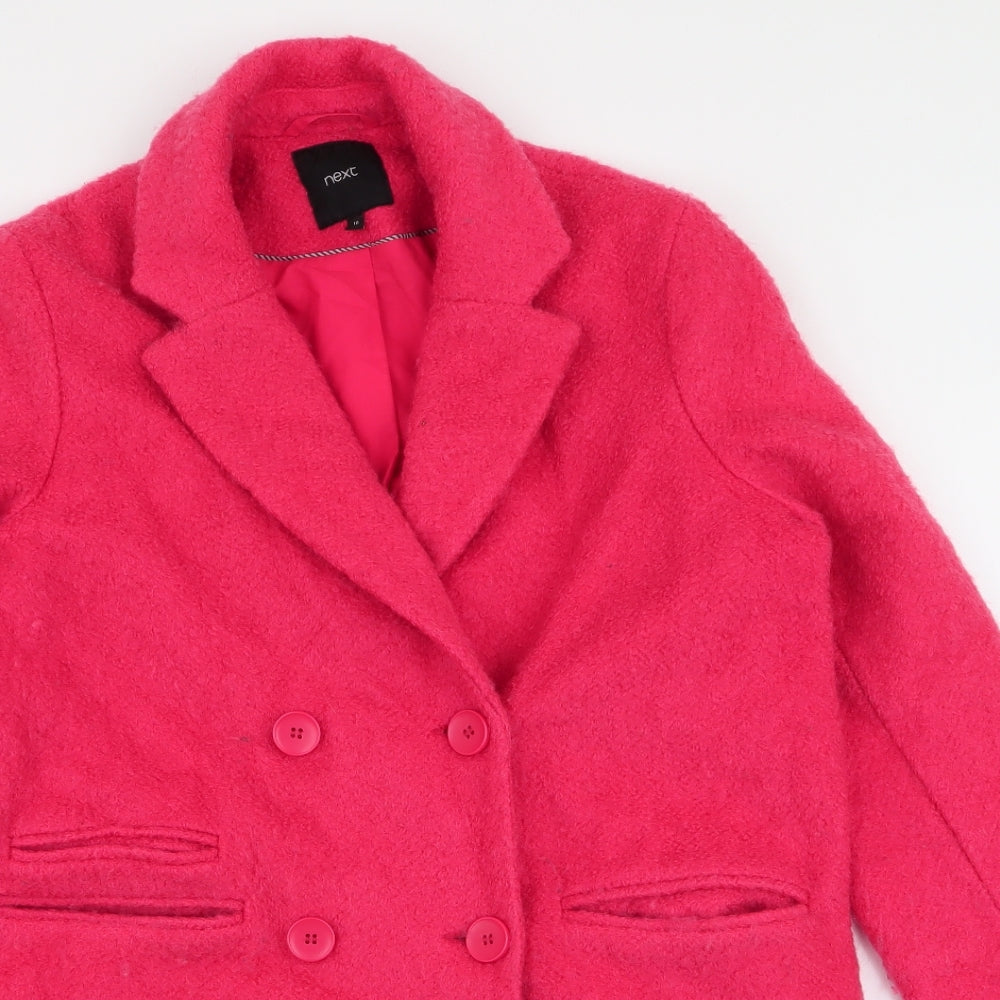 NEXT Womens Pink   Overcoat Coat Size 10  Button