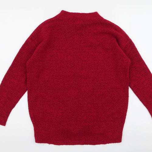 Primark Womens Red High Neck  Polyester Pullover Jumper Size 2XS