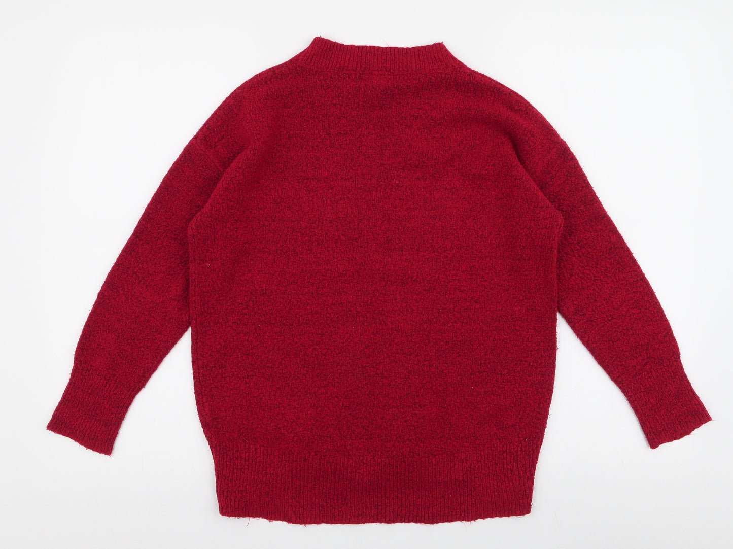 Primark Womens Red High Neck  Polyester Pullover Jumper Size 2XS