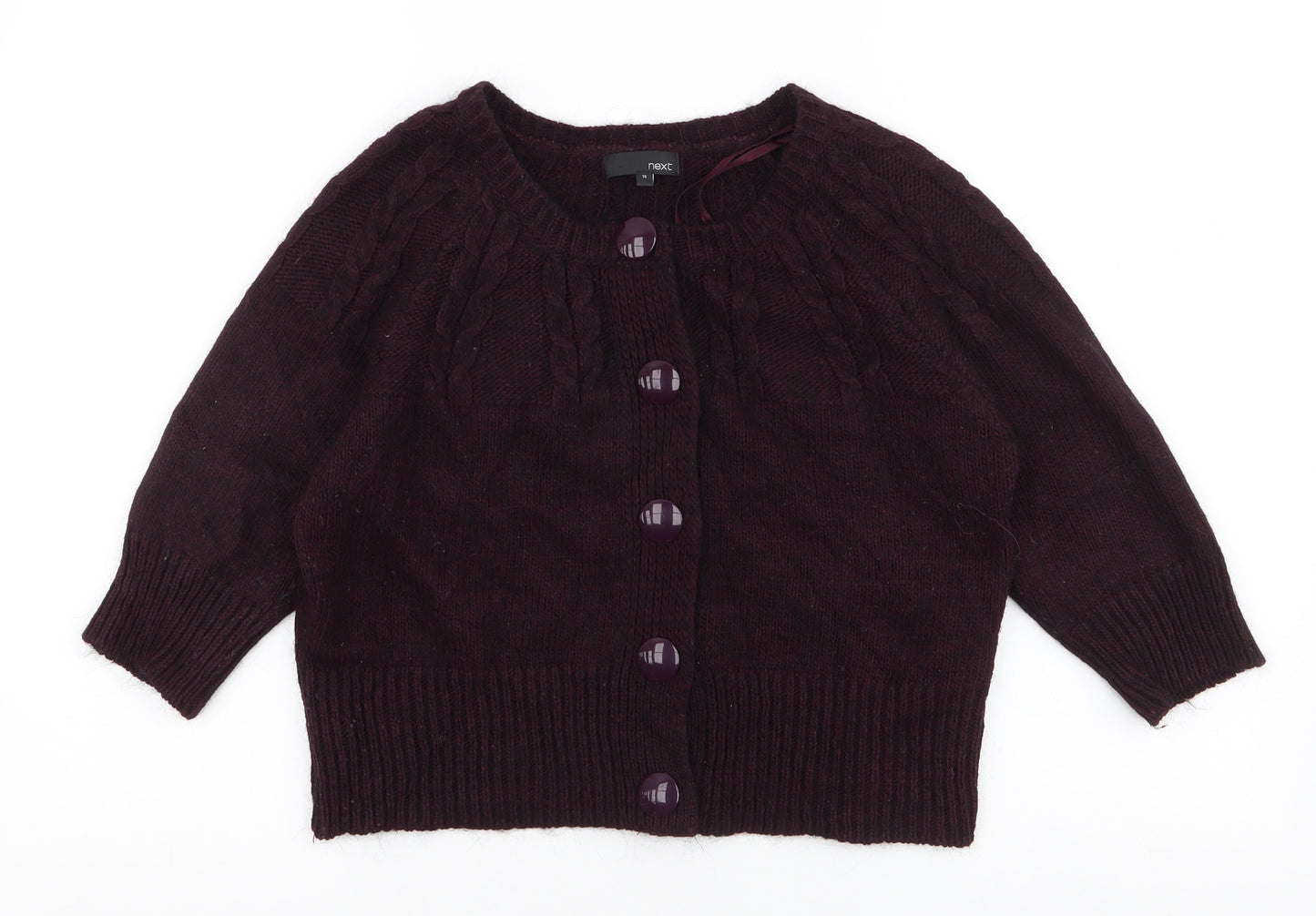 NEXT Womens Red V-Neck  Acrylic Cardigan Jumper Size 16