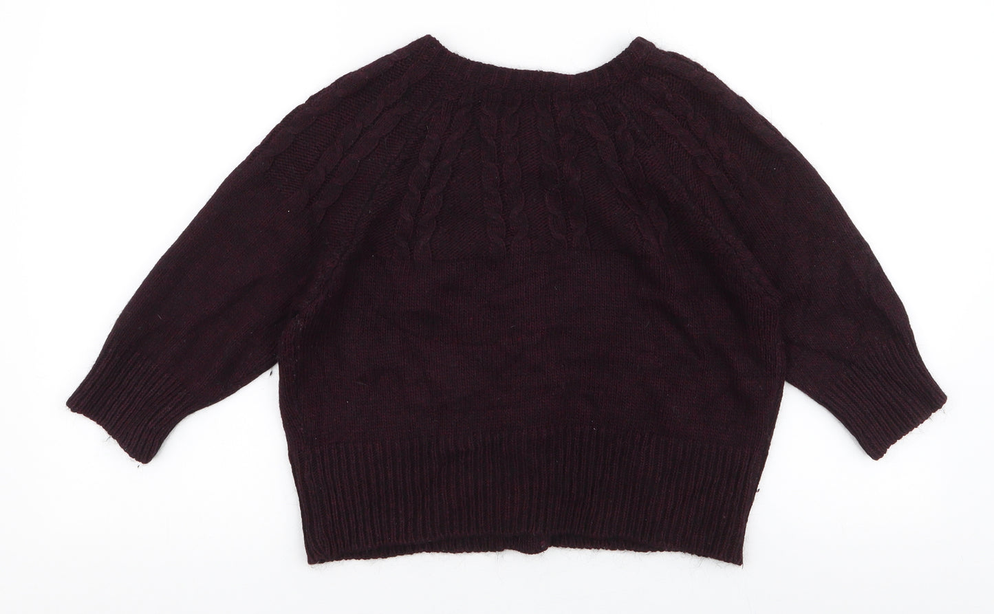 NEXT Womens Red V-Neck  Acrylic Cardigan Jumper Size 16