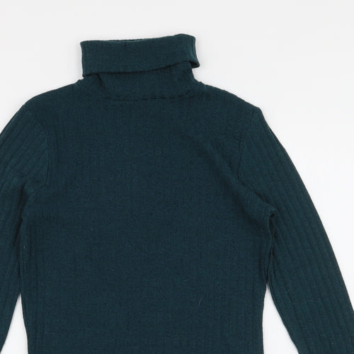 LTS Basics Womens Green Roll Neck  Polyester Pullover Jumper Size XS