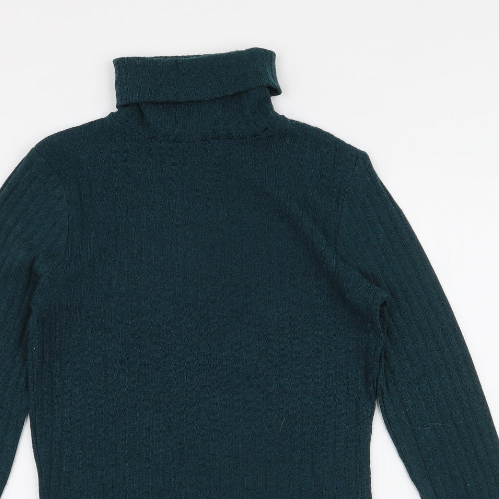 LTS Basics Womens Green Roll Neck  Polyester Pullover Jumper Size XS