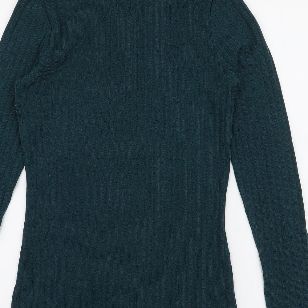 LTS Basics Womens Green Roll Neck  Polyester Pullover Jumper Size XS