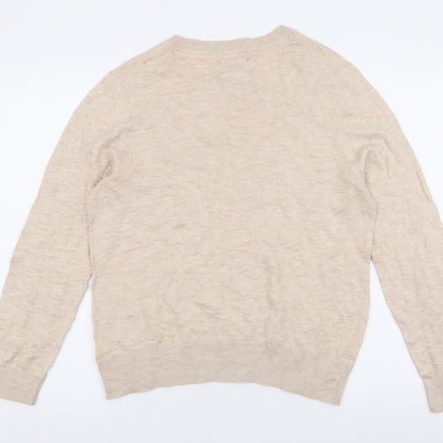 Joules Womens Beige Round Neck Polka Dot Cotton Pullover Jumper Size 16
