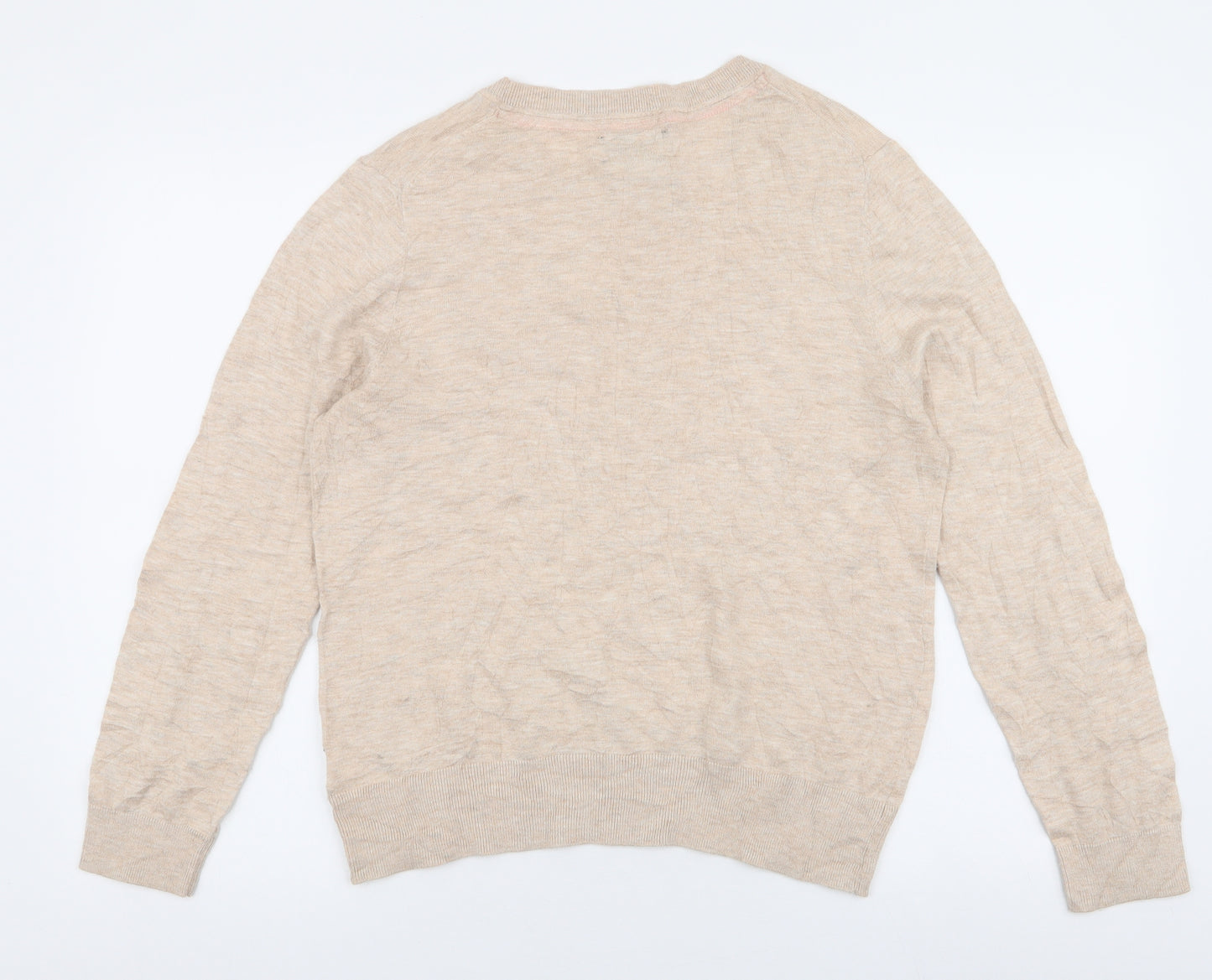 Joules Womens Beige Round Neck Polka Dot Cotton Pullover Jumper Size 16