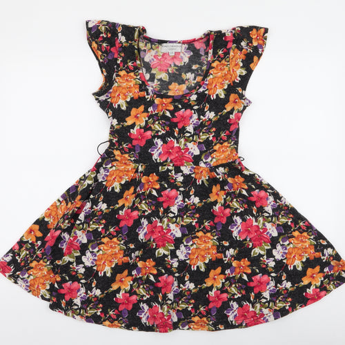 Ravi Famous  Womens Multicoloured Floral Polyester Skater Dress  Size S  Round Neck Pullover