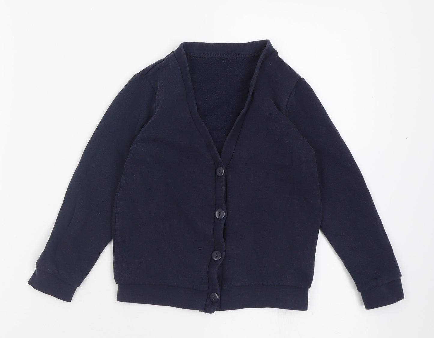 George Girls Blue V-Neck  Cotton Cardigan Jumper Size 4-5 Years  Button - School Wear