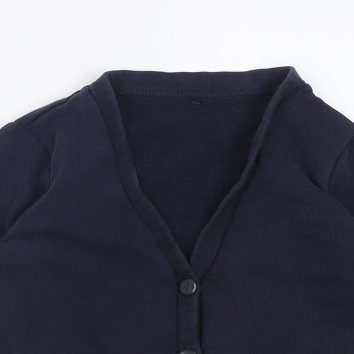 George Girls Blue V-Neck  Cotton Cardigan Jumper Size 4-5 Years  Button - School Wear