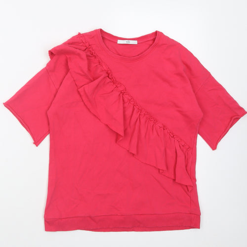 Marks and Spencer Girls Pink  Cotton Pullover Sweatshirt Size 11-12 Years  Pullover