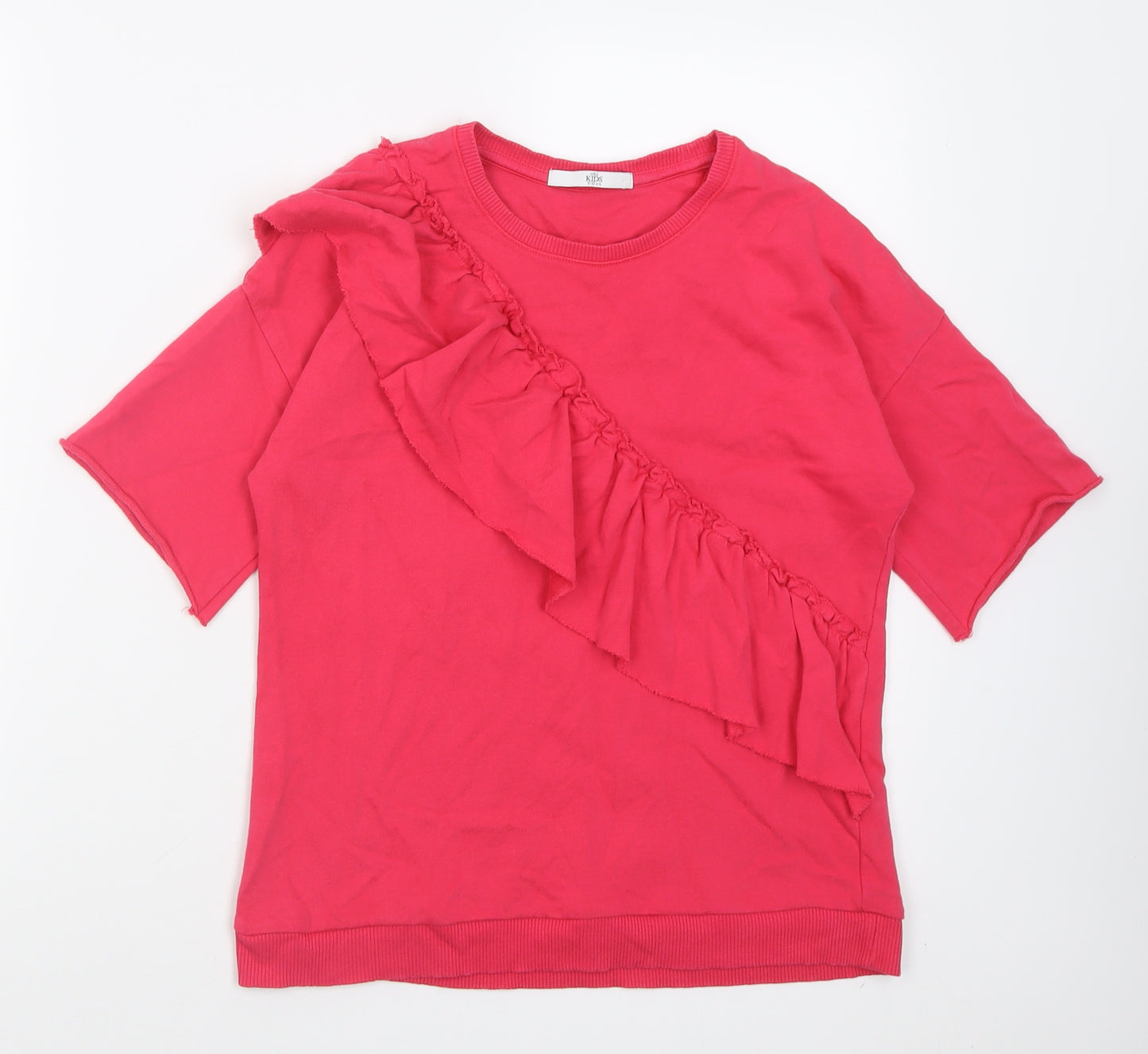 Marks and Spencer Girls Pink  Cotton Pullover Sweatshirt Size 11-12 Years  Pullover