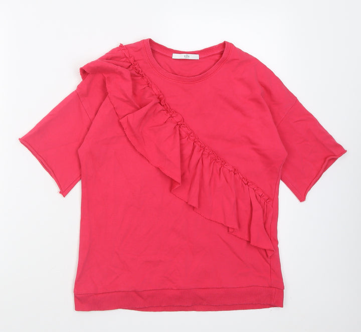 Marks and Spencer Girls Pink  Cotton Pullover Sweatshirt Size 11-12 Years  Pullover
