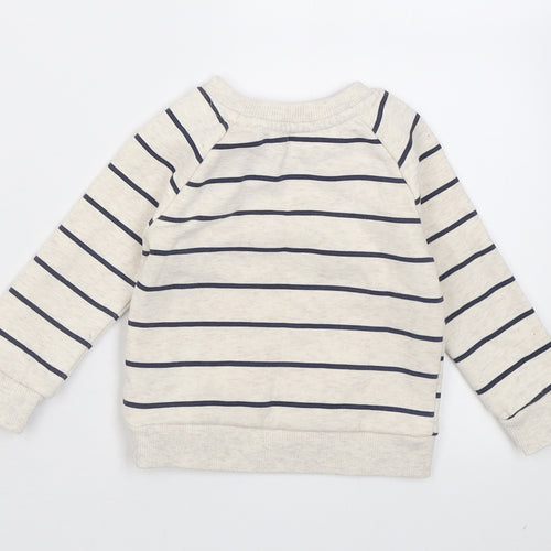 Primark Boys Beige Striped Cotton Pullover Jumper Size 6-9 Months  Button - Mummy Loves Me
