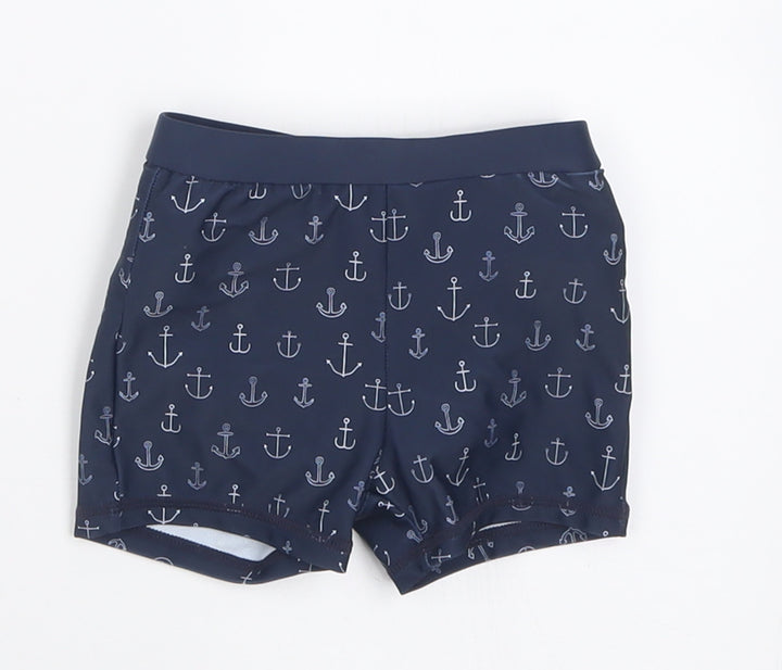 TU Boys Blue Geometric Polyamide Cropped Trousers Size 3-6 Months Pullover - Swim Short
