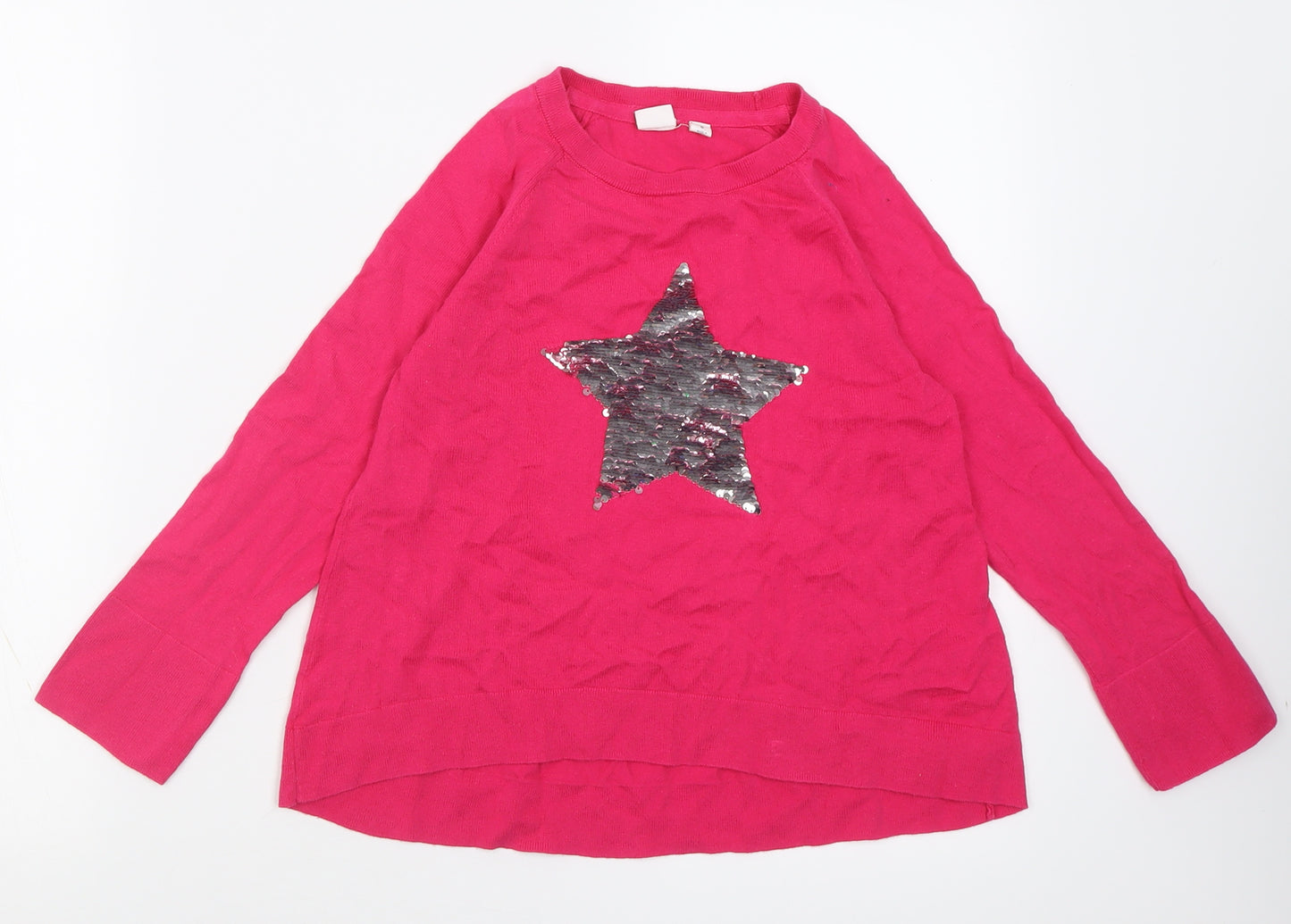 Gap Girls Pink Crew Neck  Cotton Pullover Jumper Size 8-9 Years  Pullover - star