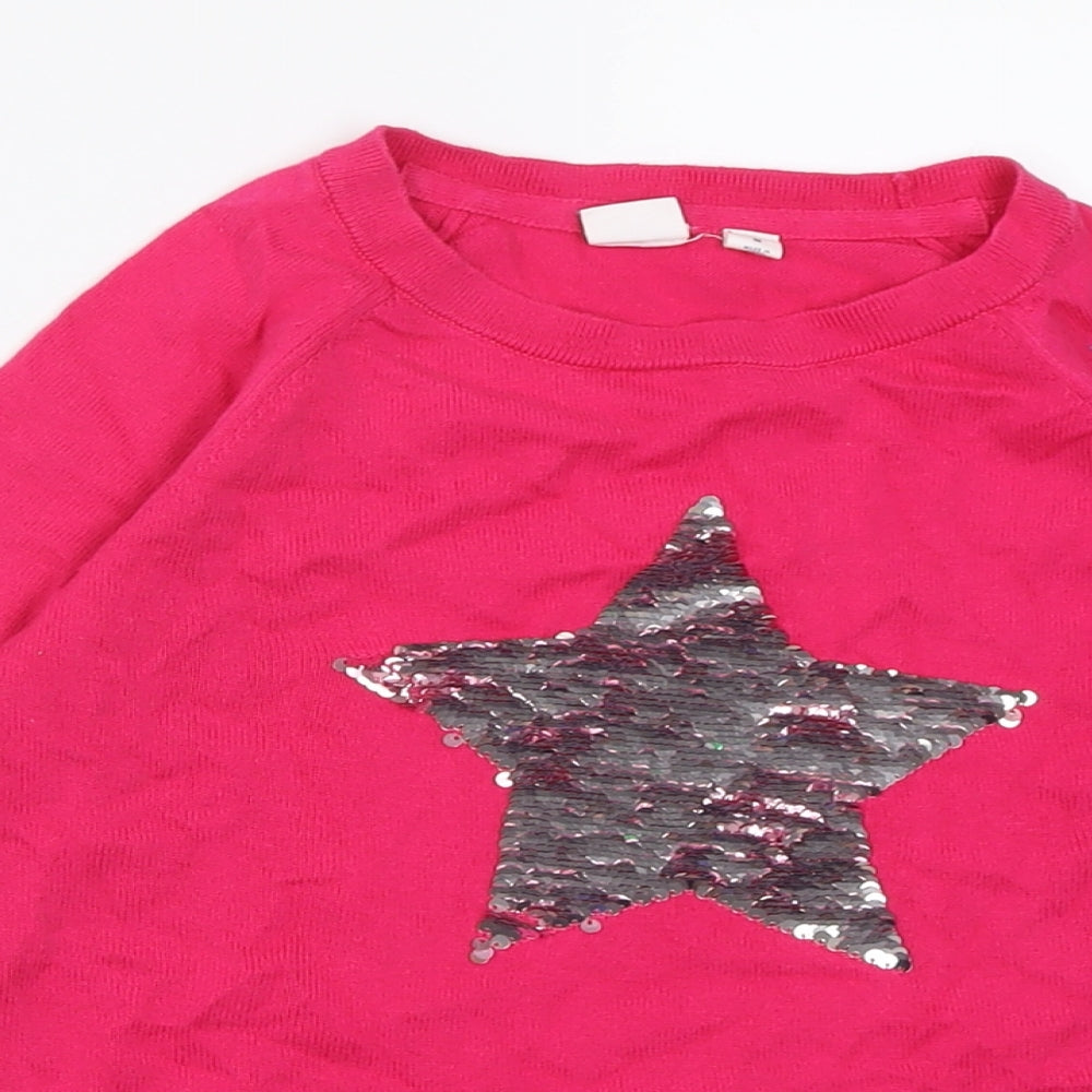 Gap Girls Pink Crew Neck  Cotton Pullover Jumper Size 8-9 Years  Pullover - star