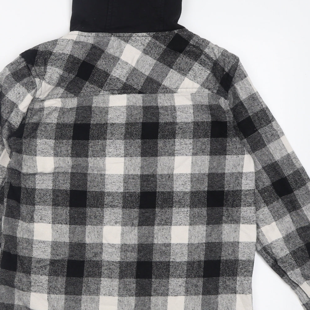 TU Boys Black Check Cotton Basic Button-Up Size 10 Years Crew Neck Button