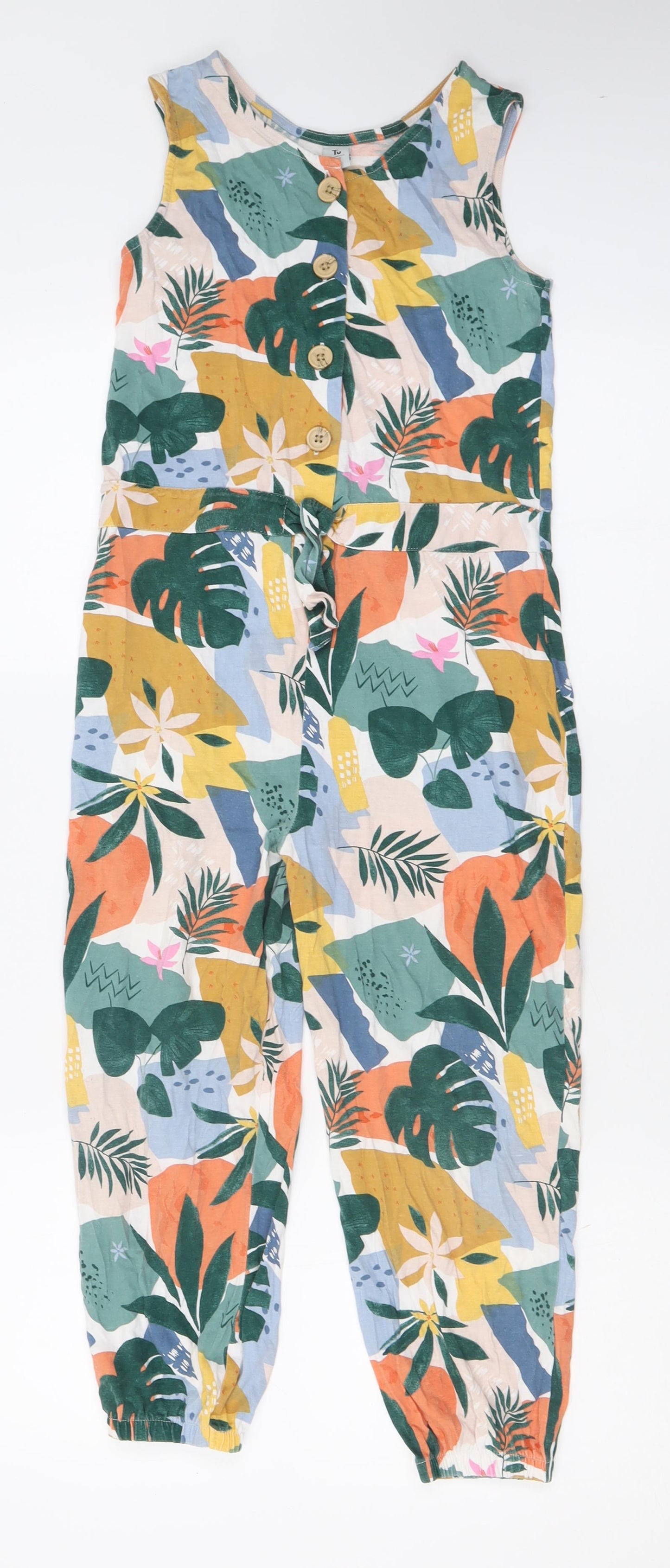 TU Girls Multicoloured Geometric Cotton Jumpsuit One-Piece Size 8 Years  Button